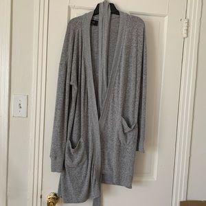 Women’s Long Gray Cardigan w/ Belt Sz M